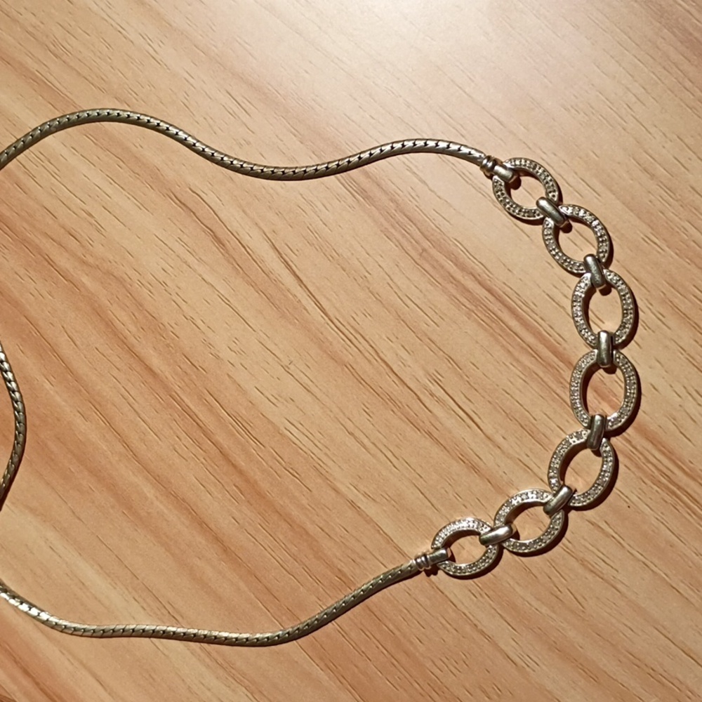Vintage solid 925 sterling silver Diamond channel Necklace - Picture 2 of 2